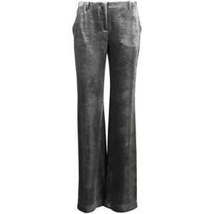 Alberta Ferretti, Dames, Broeken, Grijs, Maat: S Velours,