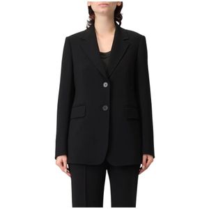 Max Mara Studio, Dames, Jassen, Zwart, Maat: M Leer,