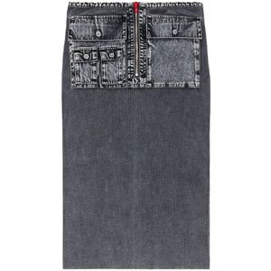 Diesel, Dames, Rokken, Grijs, Maat: L Denim,