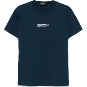 Dsquared2, Heren, Tops, Blauw, Maat: S