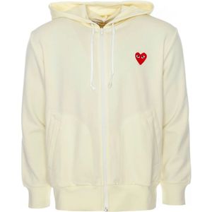 Comme des Garçons Play, Heren, Sweatshirts & Hoodies, Beige, Maat: XL Katoen,