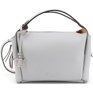 Tod's Gegraveerde leren handtas met ritssluiting , Gray , Dames , Maat: ONE Size