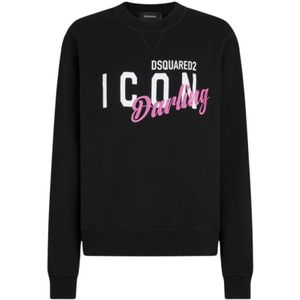 Dsquared2, Dames, Sweatshirts & Hoodies, Zwart, Maat: XS Katoen,