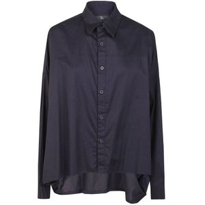 Yohji Yamamoto, Dames, Blouses & Shirts, Blauw, Maat: M Katoen,