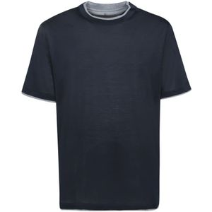 Brunello Cucinelli, Heren, Tops, Blauw, Maat: M Katoen,