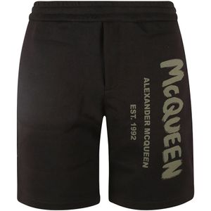Alexander McQueen, Heren, Korte broeken, Zwart, Maat: S Katoen,