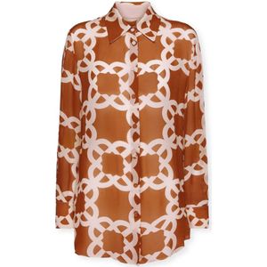 Elena Mirò, Dames, Blouses & Shirts, Bruin, Maat: M Viscose,