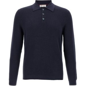 Brunello Cucinelli, Heren, Tops, Blauw, Maat: S Katoen,