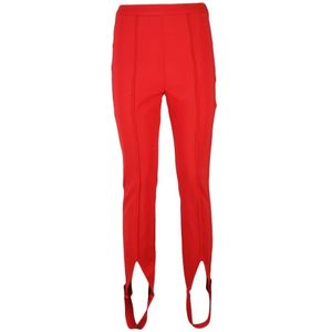 Elisabetta Franchi, Dames, Broeken, Rood, Maat: L Leer,