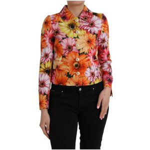 Dolce & Gabbana, Dames, Jassen, Veelkleurig, Maat: 3XS Zijde,