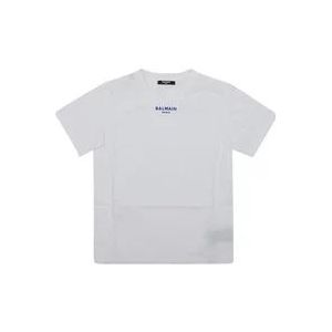Balmain Wit Blauw T-Shirt/Top , White , unisex , Maat: 140 CM