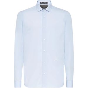 Philipp Plein, Heren, Overhemden, Blauw, Maat: 3XL Katoen,