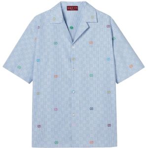 Gucci, Heren, Overhemden, Blauw, Maat: S Katoen,