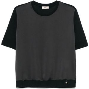 Herno - T-shirt - Zwart - Lyocell-Katoenmix