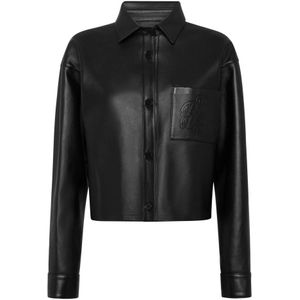 Philipp Plein, Dames, Jassen, Zwart, Maat: L Leer,
