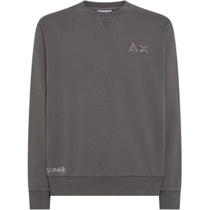 Sun68, Heren, Sweatshirts & Hoodies, Grijs, Maat: S Fleece,