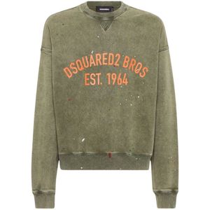 Dsquared2, Heren, Sweatshirts & Hoodies, Groen, Maat: XS Katoen,
