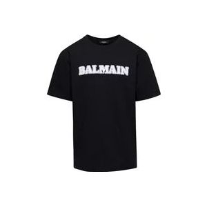 Balmain Retro Flock T-Shirt - Zwart , Black , Heren , Maat: M