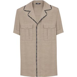 Balmain Cupro pyjamashirt met zakken , Brown , Heren , Maat: XL