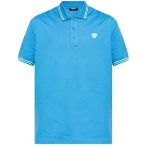 Versace, Heren, Tops, Blauw, Maat: L Katoen,