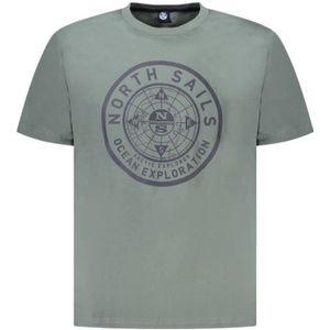 North Sails - Groen Nautisch Print T-shirt - Korte Mouwen - Katoen