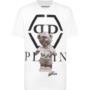 Philipp Plein, Heren, Tops, Wit, Maat: M Katoen,