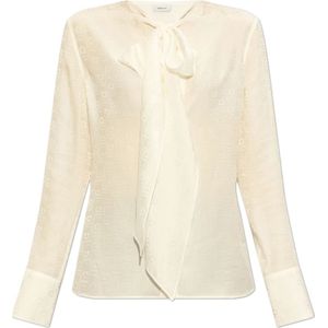 Ferragamo, Dames, Blouses & Shirts, Beige, Maat: XS Zijde,