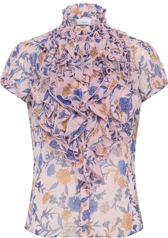 Saint Tropez - Lilja SZ Crinkle SS Shirt - Veelkleurig - Blouse