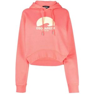 Dsquared2, Dames, Sweatshirts & Hoodies, Roze, Maat: S Katoen,