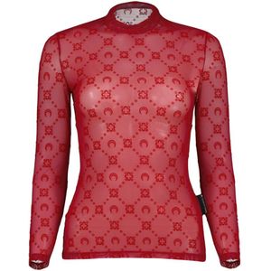 Marine Serre, Dames, Tops, Rood, Maat: S Polyamide,