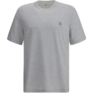 Brunello Cucinelli, Heren, Tops, Grijs, Maat: M Katoen,