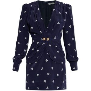 Alessandra Rich, Dames, Jurken, Blauw, Maat: 3XS Zijde,