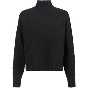 Elisabetta Franchi, Dames, Truien, Zwart, Maat: XS Wol,