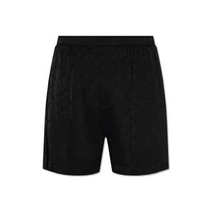 Balenciaga Satijnen shorts met logo , Black , Heren , Maat: L