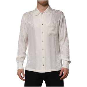 Dolce & Gabbana, Heren, Overhemden, Wit, Maat: M Zijde,