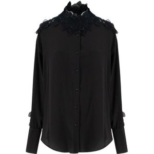 Ermanno Scervino, Dames, Blouses & Shirts, Zwart, Maat: 2XS Katoen,