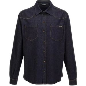 Dolce & Gabbana, Heren, Overhemden, Blauw, Maat: M Denim,