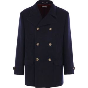 Brunello Cucinelli, Heren, Mantels, Blauw, Maat: L Wol,
