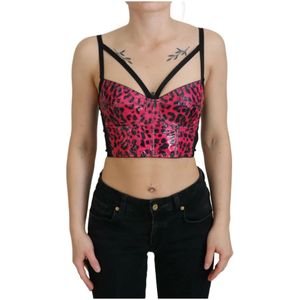 Dolce & Gabbana, Dames, Tops, Roze, Maat: XS Polyamide,
