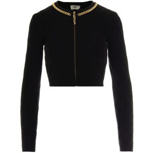 Elisabetta Franchi, Dames, Truien, Zwart, Maat: L