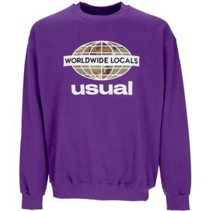 Usual, Heren, Sweatshirts & Hoodies, Paars, Maat: S Katoen,