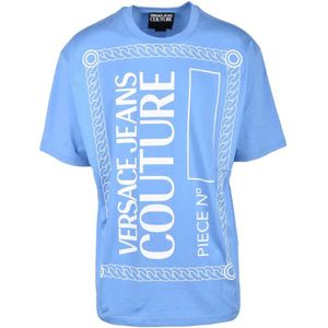 Versace Jeans Couture, Heren, Tops, Blauw, Maat: 3XL Katoen,