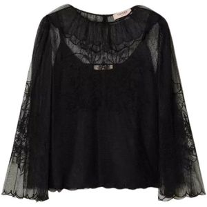 Twinset, Dames, Blouses & Shirts, Zwart, Maat: S Poliester,