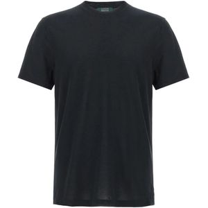 Zanone - Zwart - T-shirt - Katoen - Minimalistische Elegant