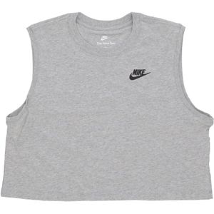 Nike - Sportieve Crop Tee - Donkergrijs - Dames - Katoen