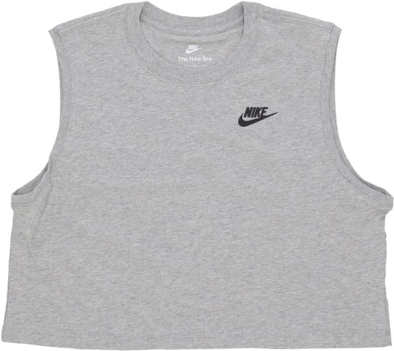 Nike - Sportieve Crop Tee - Donkergrijs - Dames - Katoen