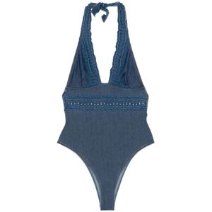 Ermanno Scervino, Dames, Badkleding, Blauw, Maat: L Zijde,