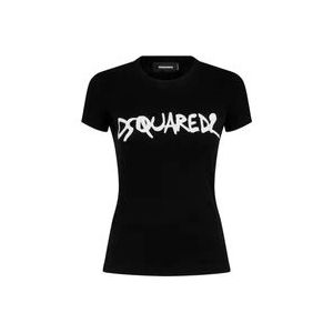 Dsquared2 Zwarte T-shirts en Polos , Black , Dames , Maat: L