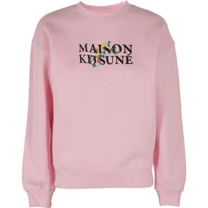 Maison Kitsuné, Dames, Sweatshirts & Hoodies, Roze, Maat: L Katoen,