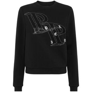 Philipp Plein, Dames, Sweatshirts & Hoodies, Zwart, Maat: XL Katoen,